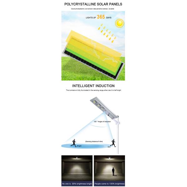 130LM/W Outdoor Integrated Solar LED Street Lights 3.2V 30AH Battery