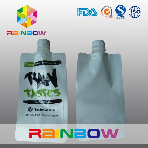Silvery Stand Up Spouted Pouches Full Printed With Handle / Lable