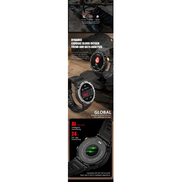 1.32" AMOLED Touchscreen, Make/Answer Calls, Heart Rate Monitor, Fitness Tracker, IP68 Waterproof