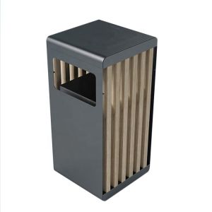 Quality Commercial W400mm 45L Outdoor Wooden Trash Can for sale