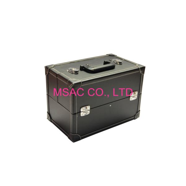 Buy Pu Leather Pro Makeup Cosmetics Cases Pure Black at wholesale prices