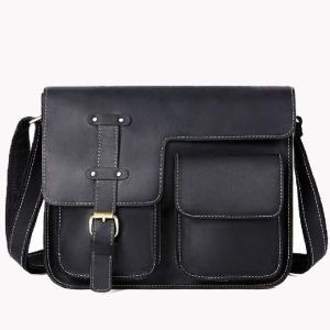 Men'S Retro First Layer Cowhide Laptop Messenger Bags