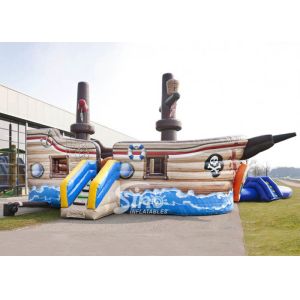 Amazing Shark And Pirate Inflatable Water Park With Big Pool