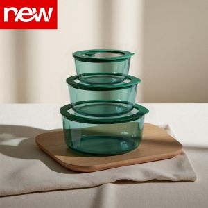 Modern and Stylish Teal Color Glass Container Made of High Borosilicate Glass Oven Safe and Microwave Safe