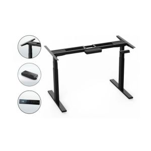 Height Adjustable Black and White Dual Motor Standing Computer Desk for Modern