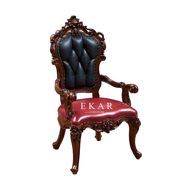Buy High Quality Solid Wood Upholstered Retro Leather Dining Chair at wholesale prices
