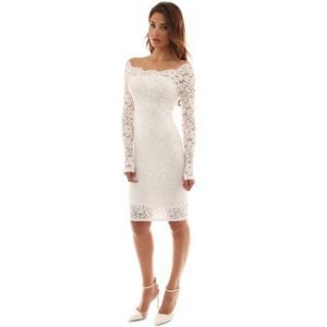 Elegant off Shoulder Lace Bodycon Midi Dress for Woman