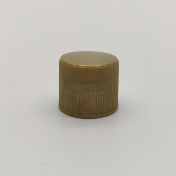 Buy Golden 18mm Screw Cap , Ribbed Wall Plastic Caps And Closures at wholesale prices