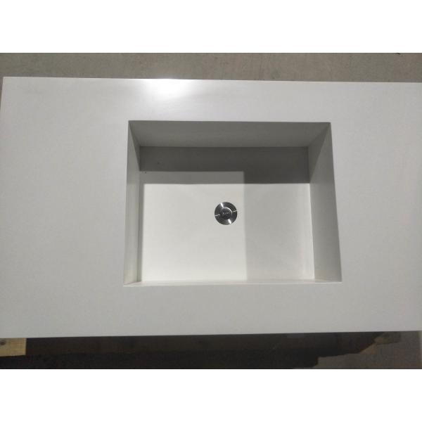 Buy White quartz integral basin sink for hospitality renovation at wholesale prices