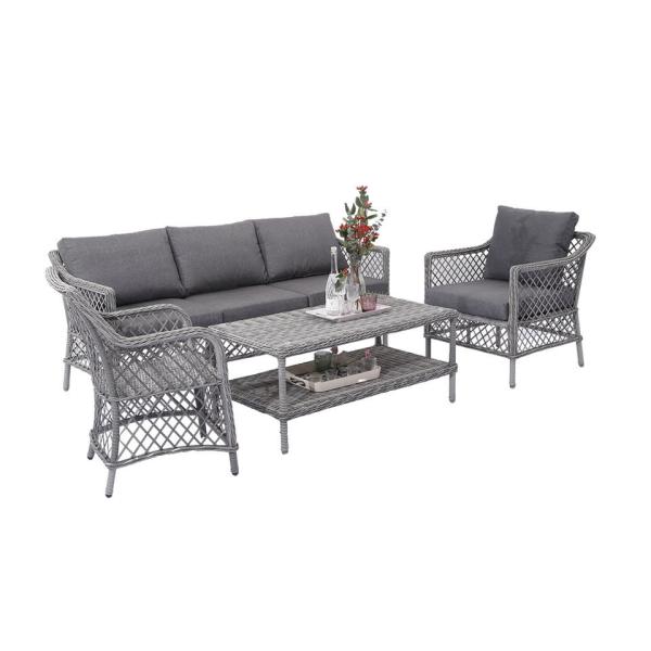 Patio Furniture Set Outdoor Sectional Sofa Conversation Set All Weather Wicker Rattan Couch Dining Table & Chair