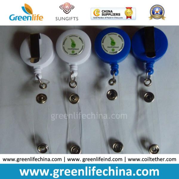Buy Cheap White/Blue Plastic Custom Silkscreen Print Retractable Badge Reel at wholesale prices
