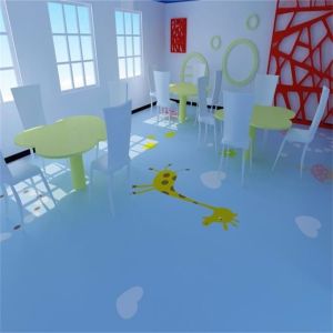 Blue Kindergarten Plastic Floor Tiles Cartoon Pattern UV Protection