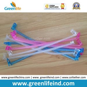 China Fashion Transparent Clear/Blue/Pink Protection Coil Leash W/Clips on sale
