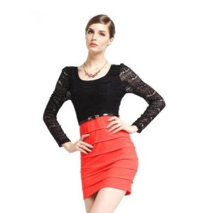 Quality Polyester Cotton Short Flared Dresses Knitted For Office Ladies for sale