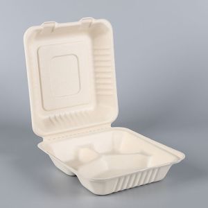3 parts sugarcane bagasse pulp biodegradable compostable food paper boxes