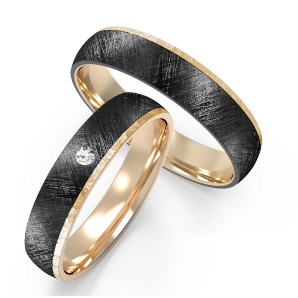 Buy Custom Brushed Black Titanium stainless steel inlaid zircon couple ring at wholesale prices