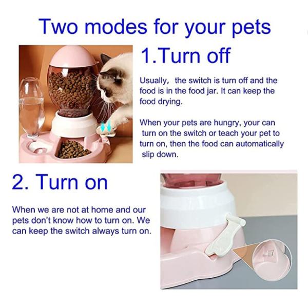 Plastic Automatic Pet Food Bowl For Small Medium Cats Dogs 2.2L