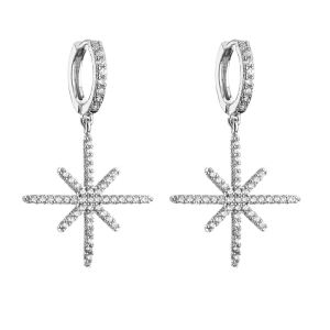 Custom Zircon Crystal Sterling Silver Diamond Earrings Hoop