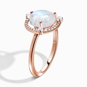 Solid 925 Sterling Silver 18K Gold Plated Ring Vintage Moonstone Ring Best Style