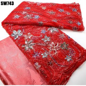 2023 Austria wedding dress tulle sequins lace African French Lace Fabric women