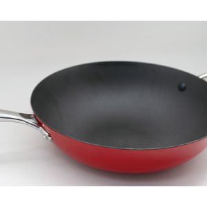 Enamel light cast iron wok