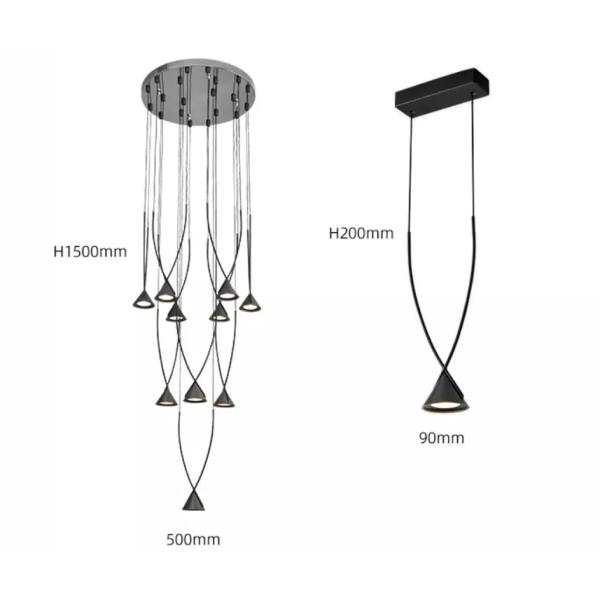 Modern Indoor Dining Room Black Chandelier Restaurant Showroom Ceiling LED Pendant Light