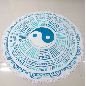 Quality special round beach towel printed round beach towel with tassels for sale