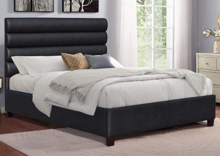 Buy Modern King Size Upholstered Platform Bed With Black Headboard at wholesale prices