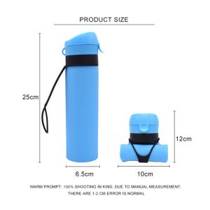 600ml Drinking Water Silicone Foldable Bottle With Sling