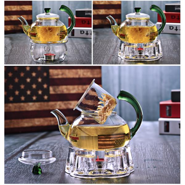 Smooth Surface Clear Glass Teapot Modern 600ml / 20oz Glass Kettle Teapot