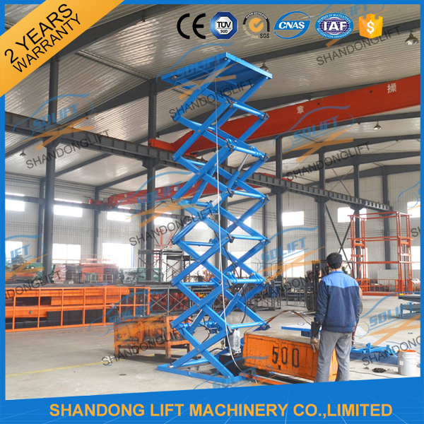 CE 6.65m 500Kgs Electric Scissor Lift Hydraulic Scissor Cargo Lift for Warehouse
