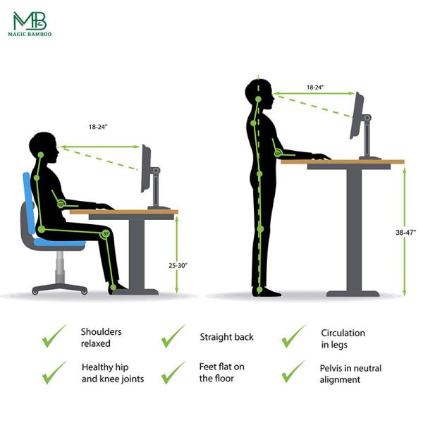 Ergonomic Lift Up Desk Bamboo Table Top For Standing Work