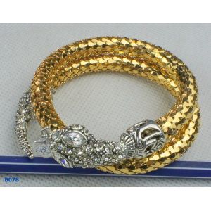 Snake fashion bangles, bronze cuff bracelet with gold plated