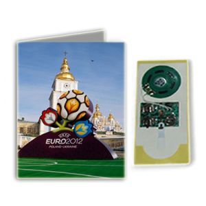 Quality Christmas glossy varnish 120gms Musical Greetings Cards with 40mm speaker for gift for sale
