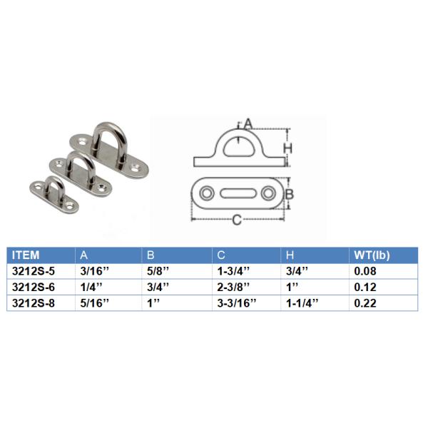 Deck Yacth Hanging Accessories Stainless Steel Oblong Pad Eye Plate Staple Ring Hook