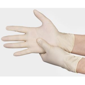 Quality 9&quot; Disposable Latex Powdered Medical Examination Gloves 100pcs/Box for sale