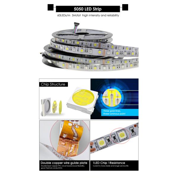 Warm White 12V 5050 Rgbw Led Strip IP20 Coloured Led Strip Lights