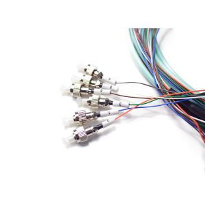 Pre Terminated OM3 Break Out FC To ST Ribbon 6 Fiber Optic Patch Cord Auqa