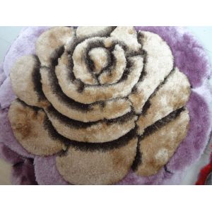 3D Rose Design Polyester Silk 2400G/SQM Shaggy Carpet Rug