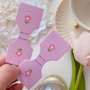 Embossed Hair Tie Folding Cards Pink Purple Floral 100pcs