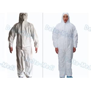 Waterproof Breathable Disposable Protective Coveralls Cotton Knitted / Elastic