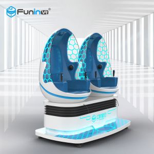 Blue And White VR 9D Egg Chair Twin Seat Arcade Machine 2 Seats For Kids Park
