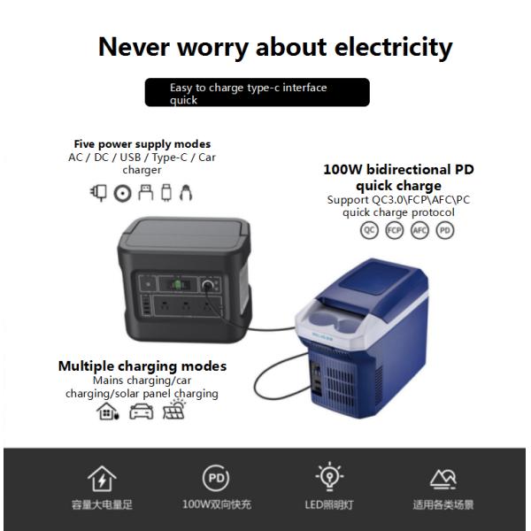 Real Time LCD Displays 1000W Power Station External Solar Panel Power Bank Charger For Emergency Outdoor Power Supply
