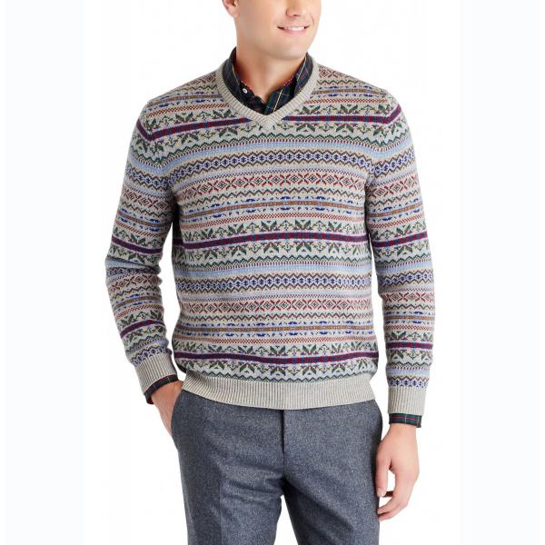 Buy Soft Floating V Neck Pullover Sweater , Winter Jacquard Christmas Sweater at wholesale prices