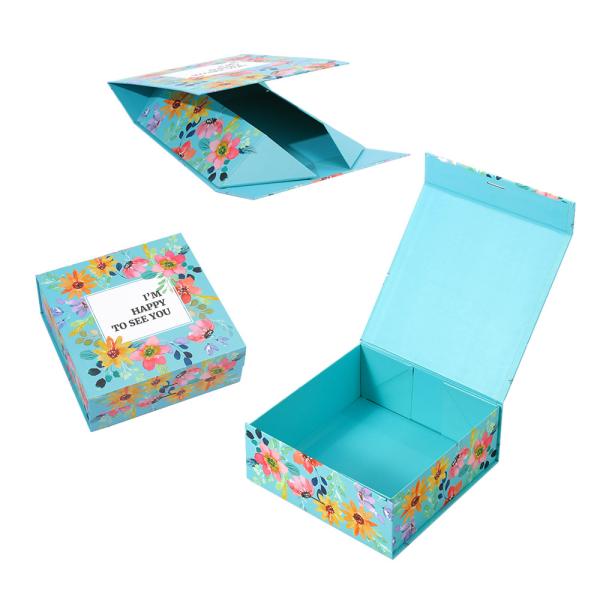 Buy Custom Design Printing Foldable Luxury Magnetic Closure Gift Box With Ribbon Custom Logo at wholesale prices