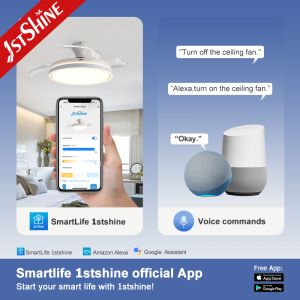 42-Inch Retractable Ceiling Fan Light with 10-Year Motor Warranty and Dimmable