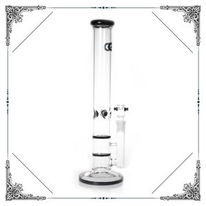 17'' Grace Straight Tube Glass Water Pipe With Double Honeycomb Perc Hookah Bong