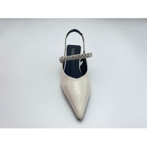 Women fashion white pointy rhine-drill stiletto heels in summer