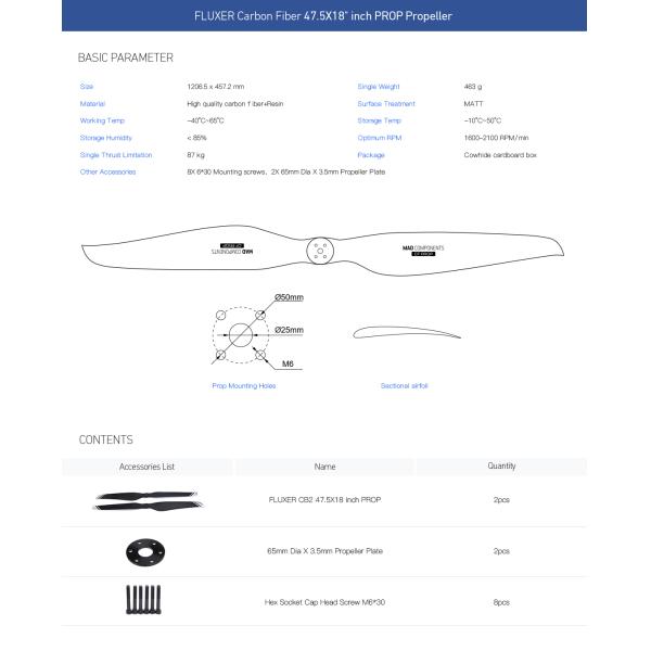 CB2 PROP 47.5X18" inch Carbon Fiber Propeller