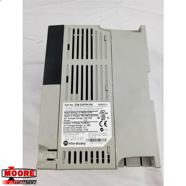 22B-D2P3N104 22BD2P3N104 Allen Bradley AB Drive operates with a 480 Volts AC Voltage and 2.3 A